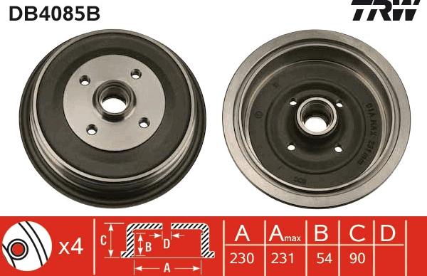 TRW DB4085B - Bremžu trumulis www.autospares.lv