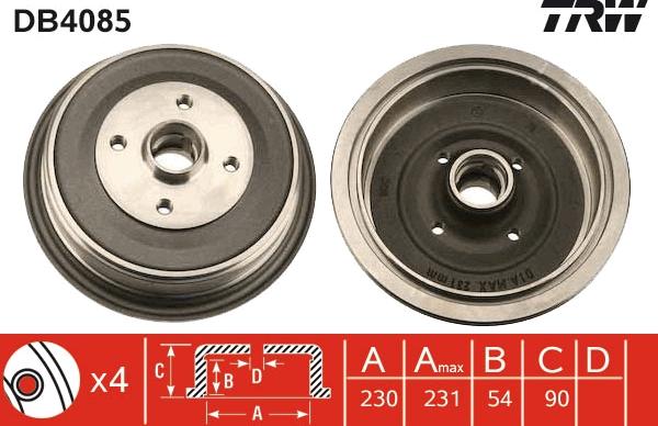 TRW DB4085 - Bremžu trumulis www.autospares.lv