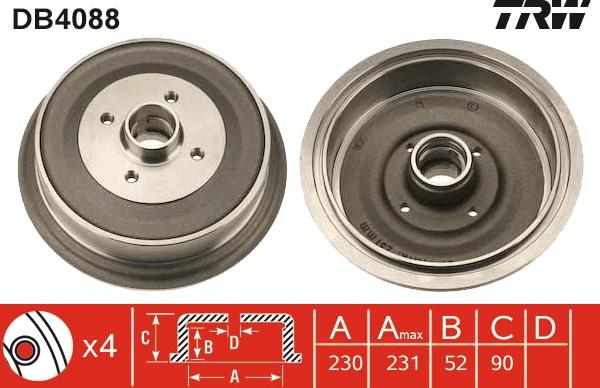 TRW DB4088 - Bremžu trumulis www.autospares.lv