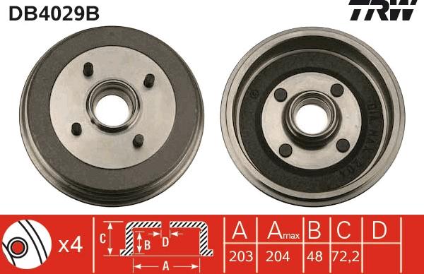 TRW DB4029B - Bremžu trumulis www.autospares.lv