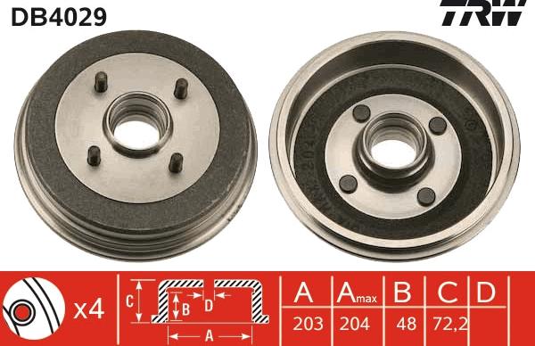 TRW DB4029 - Bremžu trumulis www.autospares.lv