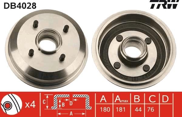 TRW DB4028 - Тормозной барабан www.autospares.lv