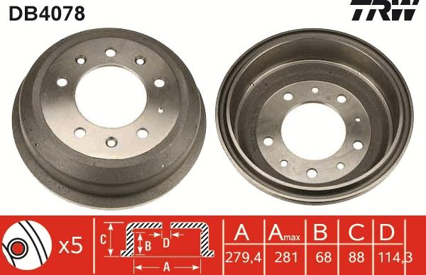 TRW DB4078 - Bremžu trumulis www.autospares.lv