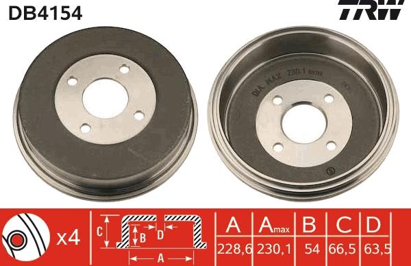 TRW DB4154 - Bremžu trumulis www.autospares.lv