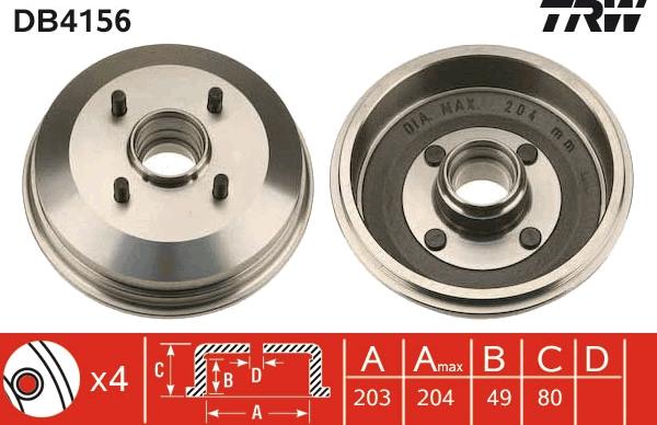 TRW DB4156 - Bremžu trumulis www.autospares.lv