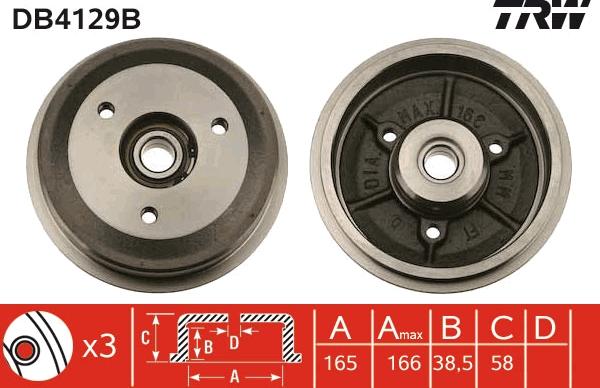 TRW DB4129B - Тормозной барабан www.autospares.lv