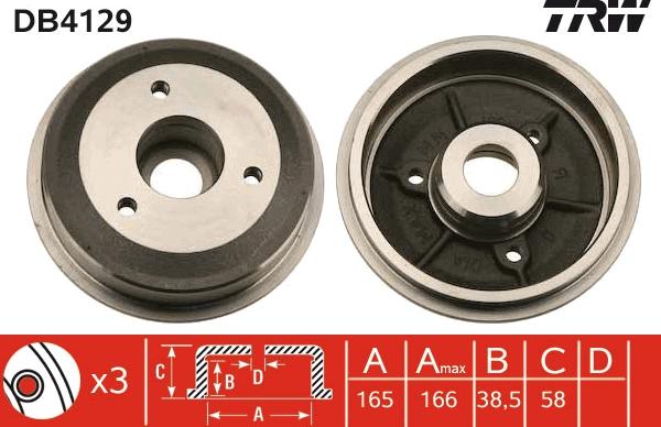 TRW DB4129 - Тормозной барабан www.autospares.lv