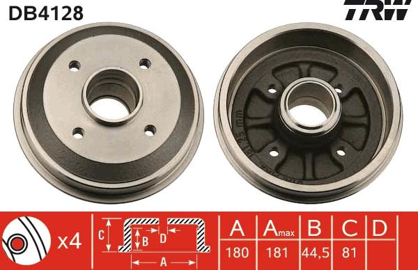 TRW DB4128 - Bremžu trumulis www.autospares.lv