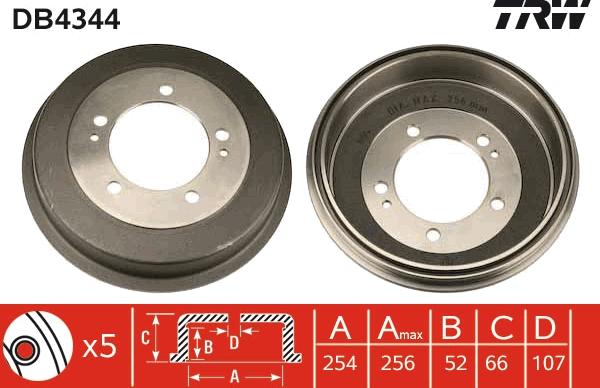 TRW DB4344 - Bremžu trumulis www.autospares.lv