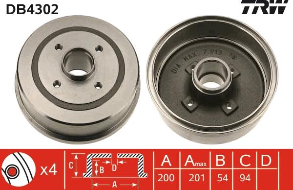 TRW DB4302 - Bremžu trumulis www.autospares.lv