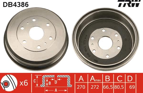 TRW DB4386 - Bremžu trumulis www.autospares.lv