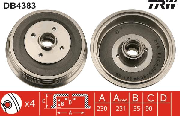 TRW DB4383 - Brake Drum www.autospares.lv