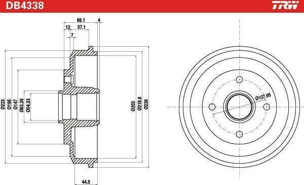 TRW DB4338 - Bremžu trumulis www.autospares.lv