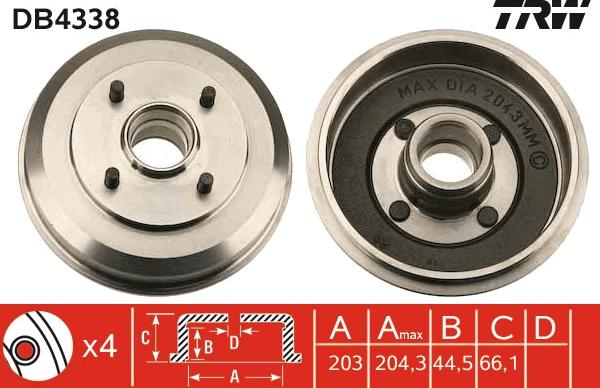 TRW DB4338 - Bremžu trumulis www.autospares.lv