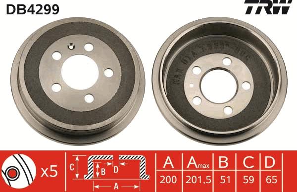 TRW DB4299 - Bremžu trumulis www.autospares.lv