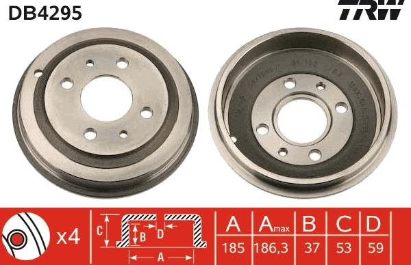 TRW DB4295 - Bremžu trumulis www.autospares.lv