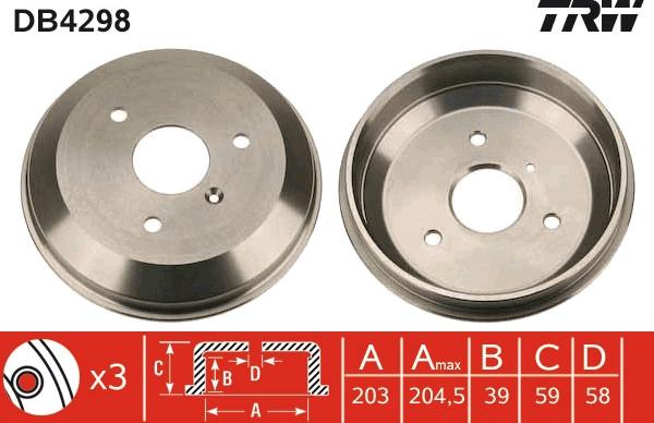 TRW DB4298 - Bremžu trumulis www.autospares.lv