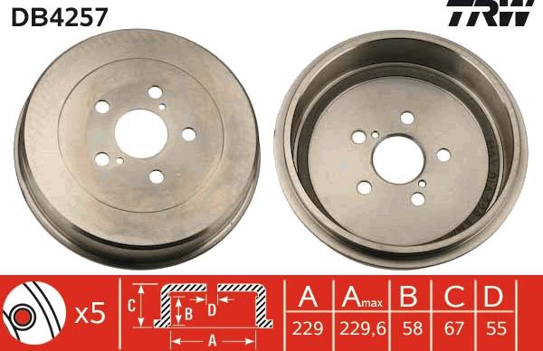 TRW DB4257 - Bremžu trumulis www.autospares.lv