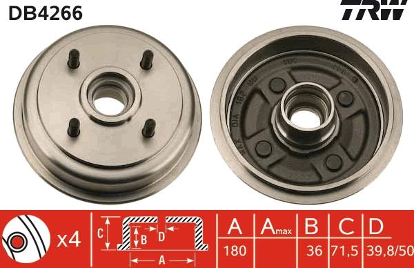 TRW DB4266 - Bremžu trumulis www.autospares.lv