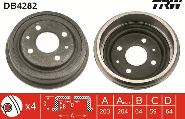 TRW DB4282 - Bremžu trumulis www.autospares.lv