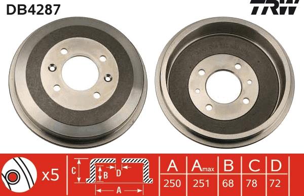 TRW DB4287 - Bremžu trumulis www.autospares.lv