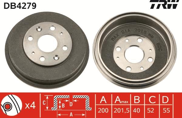 TRW DB4279 - Bremžu trumulis www.autospares.lv