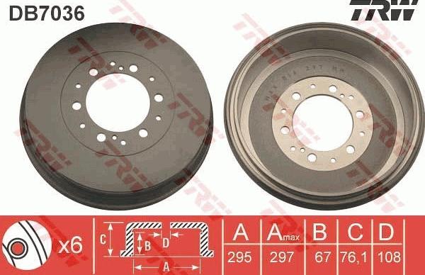 TRW DB7036 - Bremžu trumulis www.autospares.lv