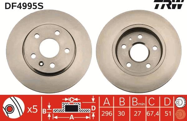 TRW DF4995S - Bremžu diski autospares.lv