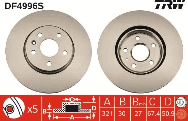 TRW DF4996S - Bremžu diski www.autospares.lv