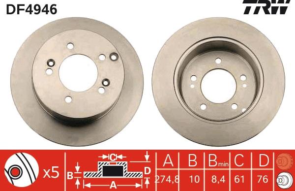 TRW DF4946 - Bremžu diski www.autospares.lv