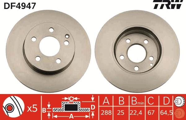 TRW DF4947 - Bremžu diski www.autospares.lv