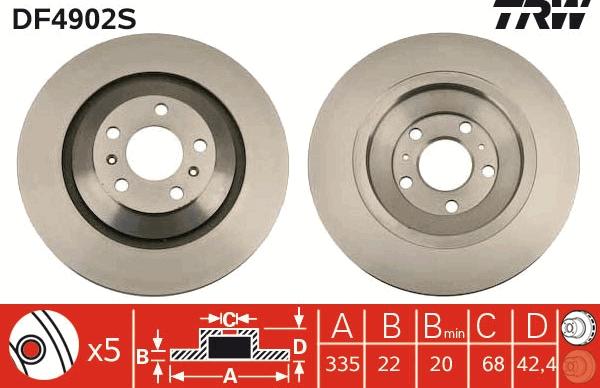 TRW DF4902S - Brake Disc www.autospares.lv