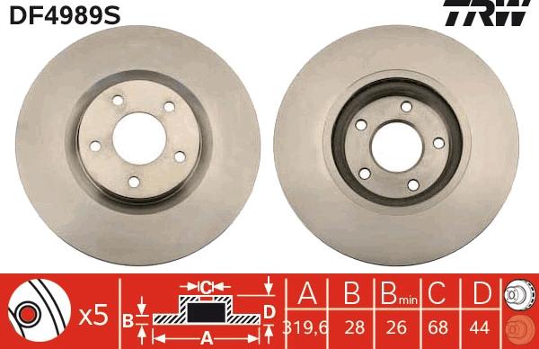 TRW DF4989S - Bremžu diski www.autospares.lv