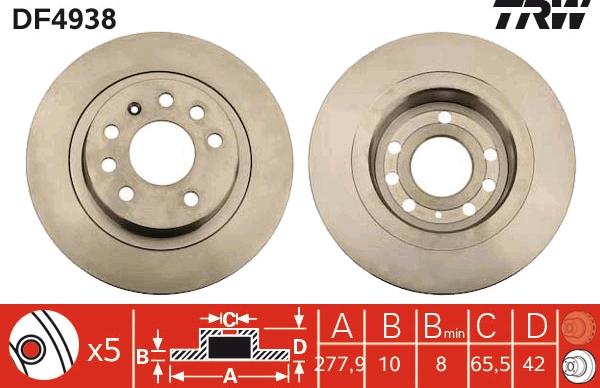 TRW DF4938 - Bremžu diski www.autospares.lv