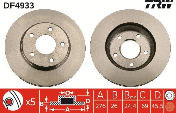 TRW DF4933 - Bremžu diski www.autospares.lv