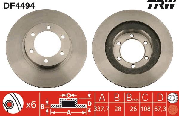 TRW DF4494 - Bremžu diski www.autospares.lv