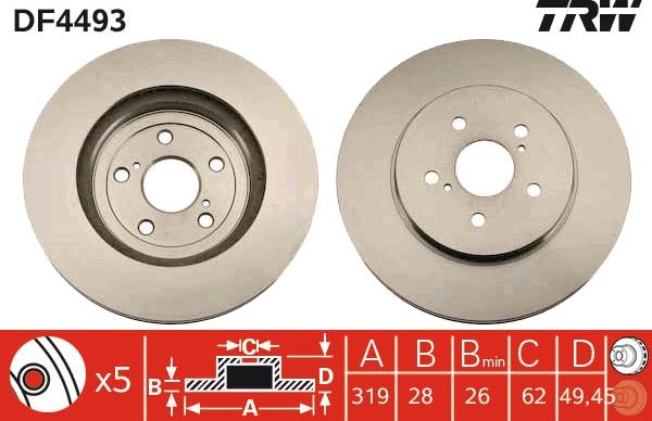 TRW DF4493 - Bremžu diski www.autospares.lv