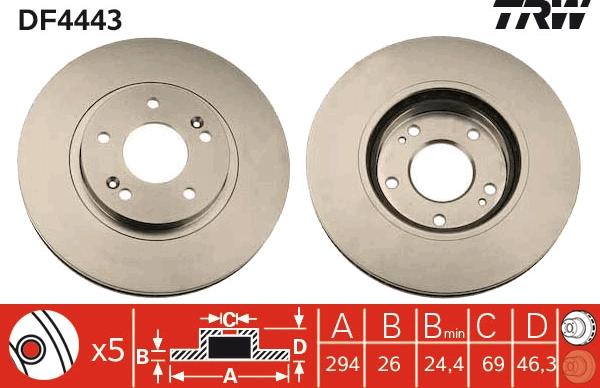 TRW DF4443 - Bremžu diski www.autospares.lv