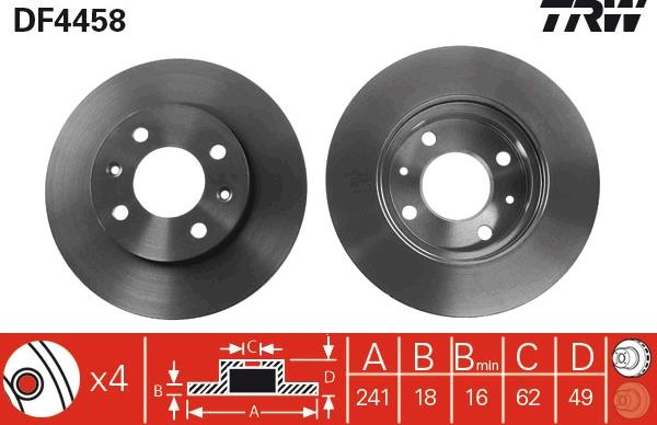 TRW DF4458 - Bremžu diski www.autospares.lv