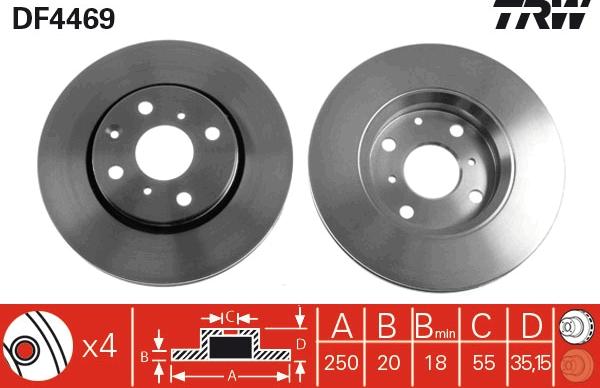 TRW DF4469 - Тормозной диск www.autospares.lv