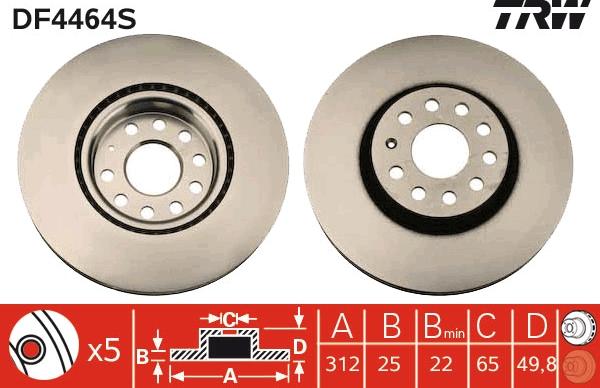 TRW DF4464S - Тормозной диск www.autospares.lv