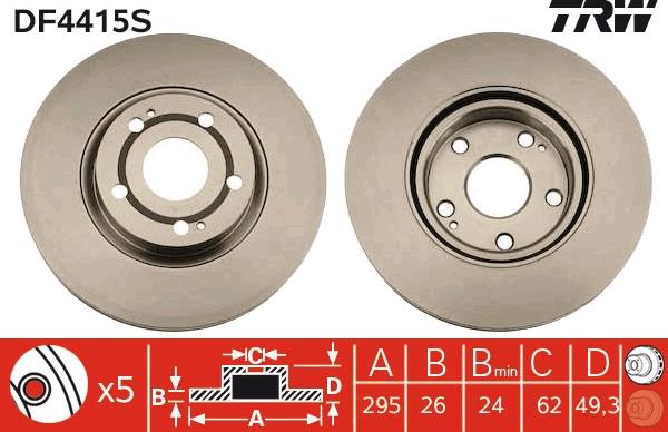 TRW DF4415S - Bremžu diski www.autospares.lv