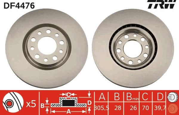 TRW DF4476 - Bremžu diski www.autospares.lv