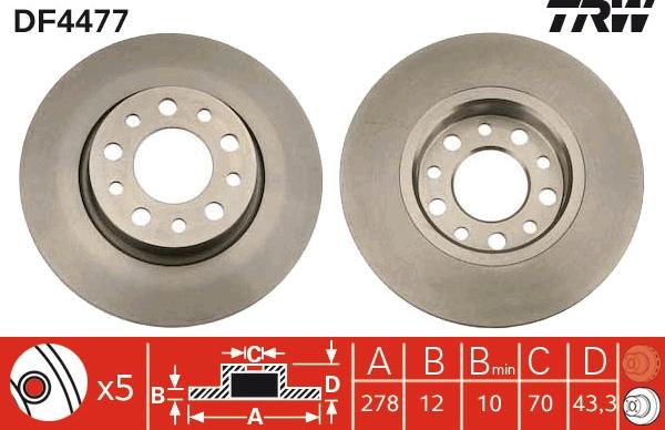 TRW DF4477 - Bremžu diski www.autospares.lv