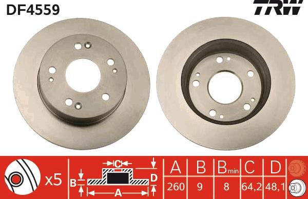 TRW DF4559 - Bremžu diski www.autospares.lv