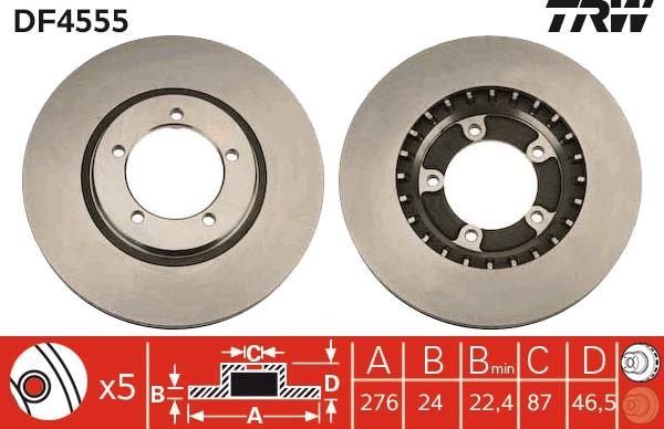 TRW DF4555 - Bremžu diski www.autospares.lv