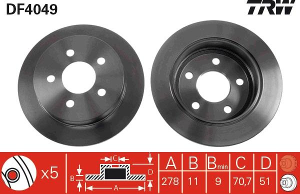 TRW DF4049 - Тормозной диск www.autospares.lv