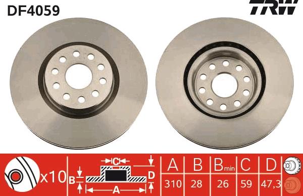 TRW DF4059 - Bremžu diski autospares.lv