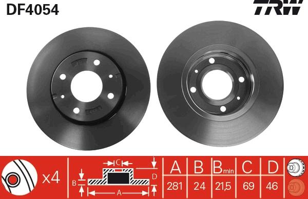 TRW DF4054 - Bremžu diski www.autospares.lv