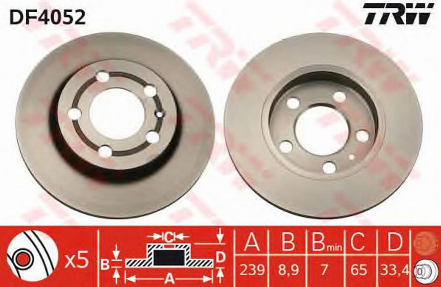 TRW DF4052BP - Bremžu diski www.autospares.lv